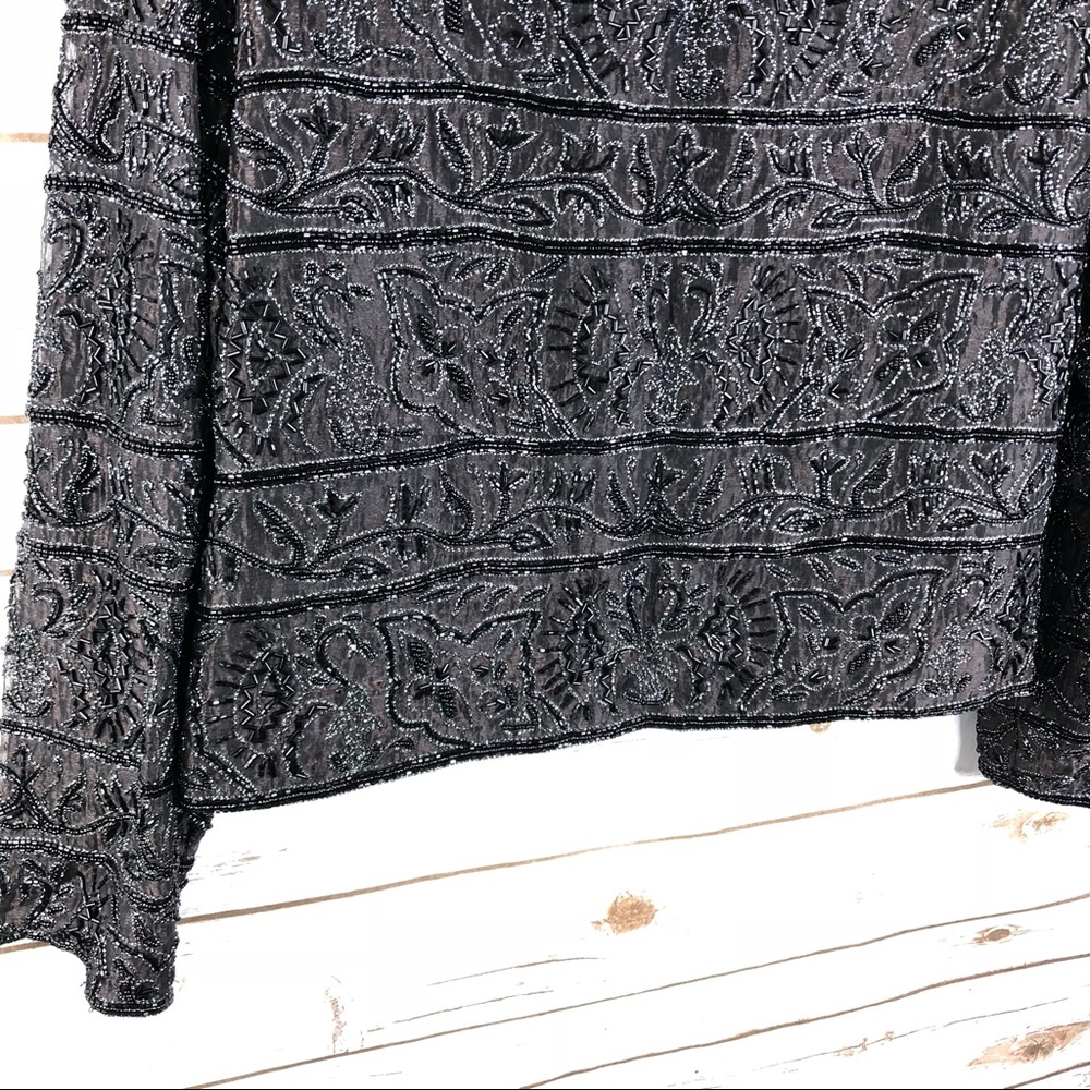 Adrianna Papell Evening black floral beaded blazer - Picture 8 of 8